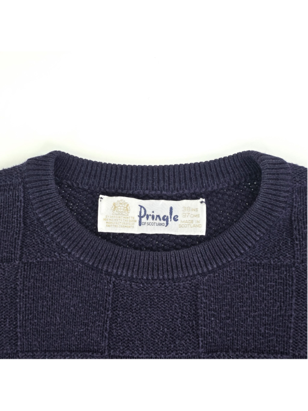 Pringle Scotland Sweater Mens M Navy Wool Knit Crewneck Quiet Luxury - Picture 4 of 12